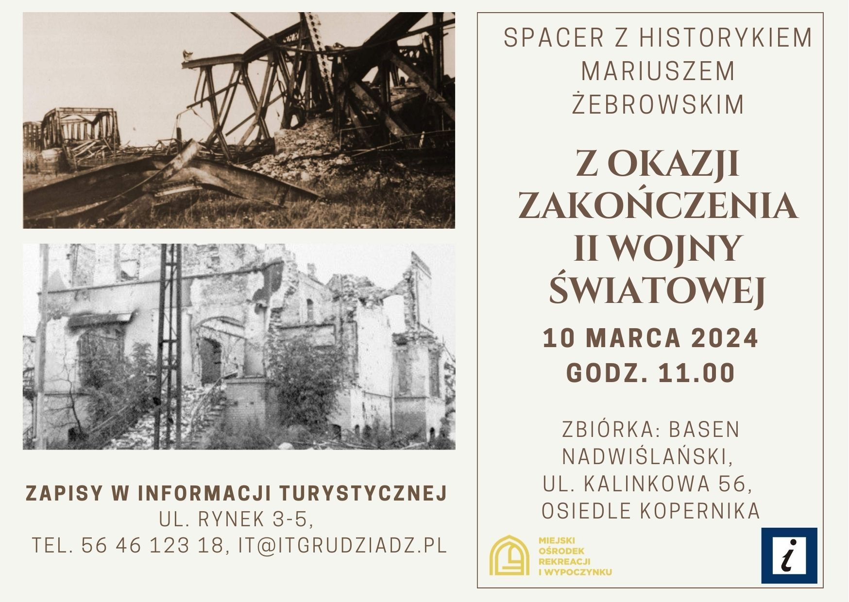 Spacer z historykiem Mariuszem Żebrowskim z okazji zakończenia II wojny światowej 10 marca 2024